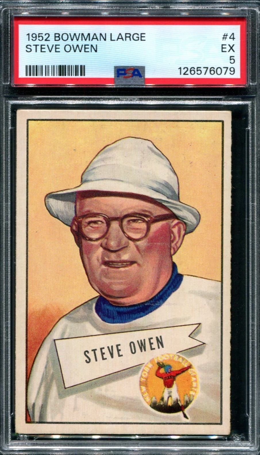 Steve Owen -- PSA 5 -- 1952 Bowman Large -- HOF Coach -- New Cert Beauty!