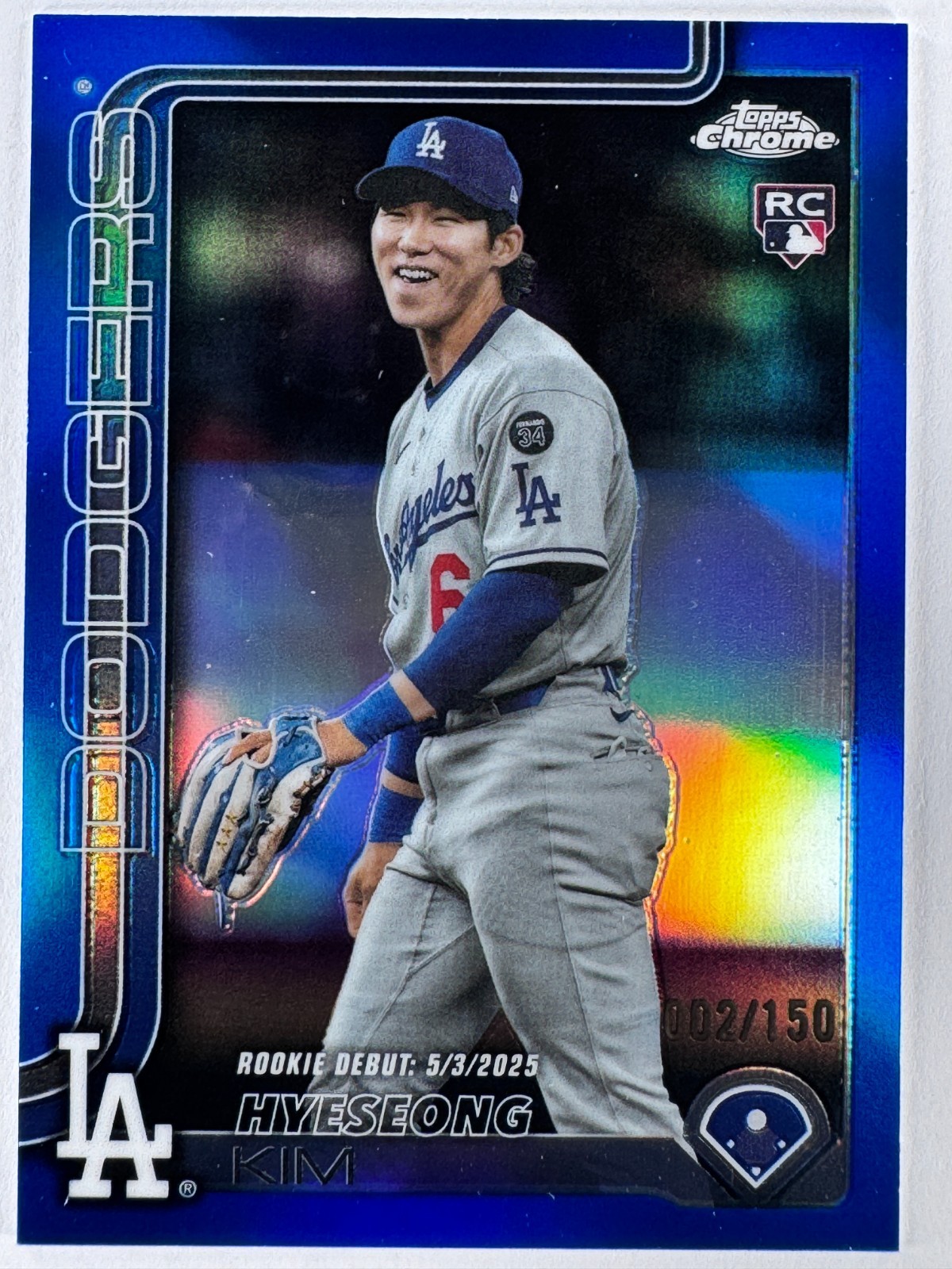 HYESEONG KIM 2025 Topps Chrome Update #USC149 BLUE REFRACTOR /150 Rookie Dodgers