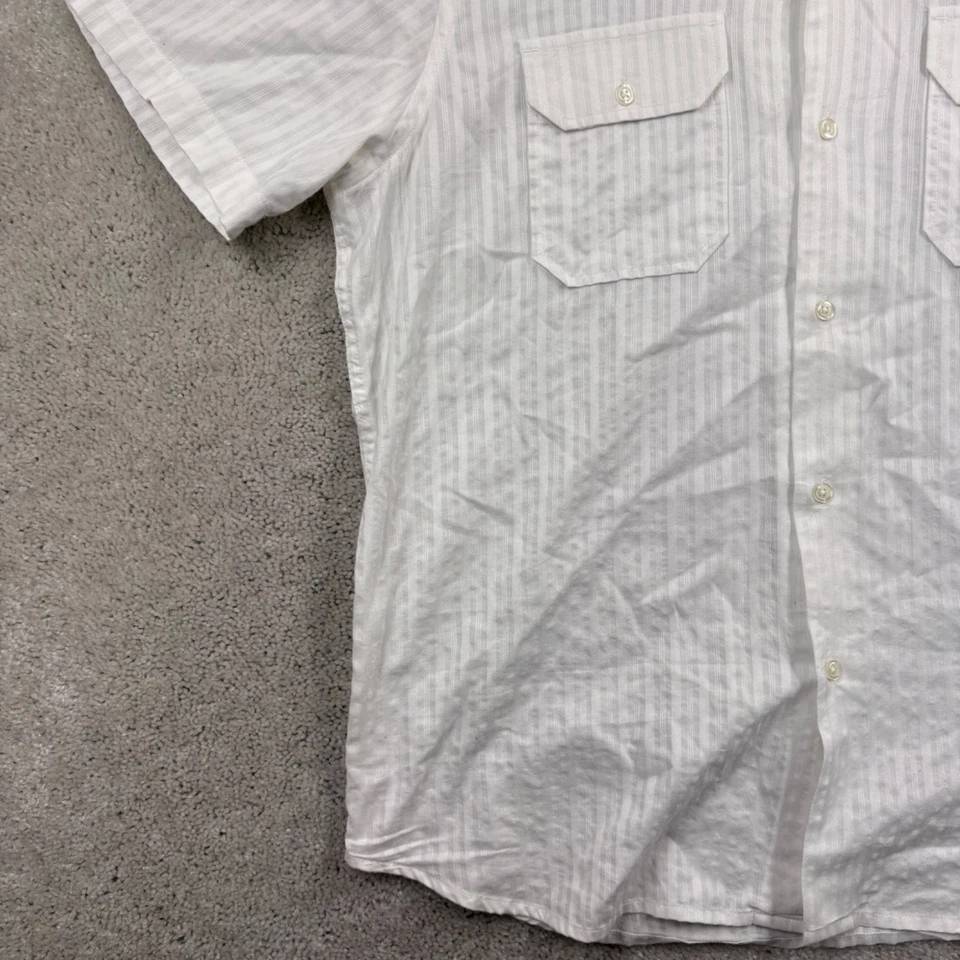 Gap Shirt Mens Size Large White Short Sleeve Button Up Camp Loop Collar Bowling - Image 2 of 4