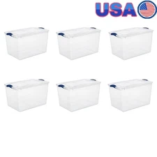 Stackable Clear Latching Storage Bins Clothing Blankets Organization 6 Pack New