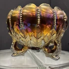 Very Pretty Northwood Opalescent Carnival Glass Beaded Cable Rose Bowl