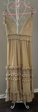 Barok Chloe Laetitia Maxi Dress Tiered Floral Crochet Trim Cream Womens S Boho