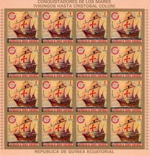 Equatorial Guinea 1975 VIKINGS TO COLUMBUS Ships Mini-Sheet Imperforated Unfold