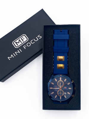Mini Focus Steel Chronograph Calendar Watch Blue/Gold MF0089G 46mm Used Untested