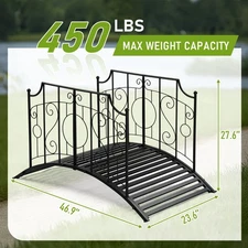 LEADZM 4ft flat top handrail with ball handle, black iron, courtyard brige