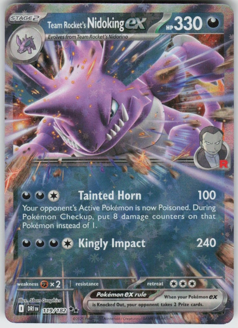 Team Rocket's Nidoking ex 119/182 Double Rare Destined Rivals Near Mint