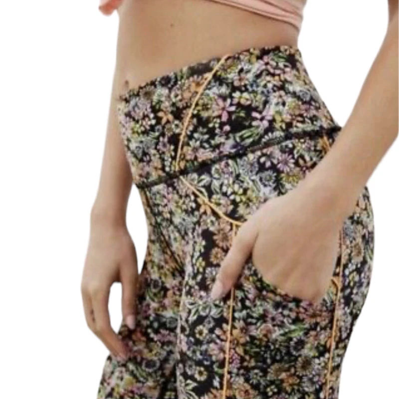 free-people-movement eden floral orange multi pocket leggings