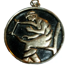 Vintage Greek Style Gold Tone Arpha Player Pendant Badge