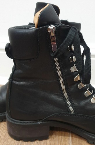 BARBARA BUI Black Leather Silver Zip & Lace Fastened Casual Ankle Boots EU41 UK8 - Picture 8 of 12