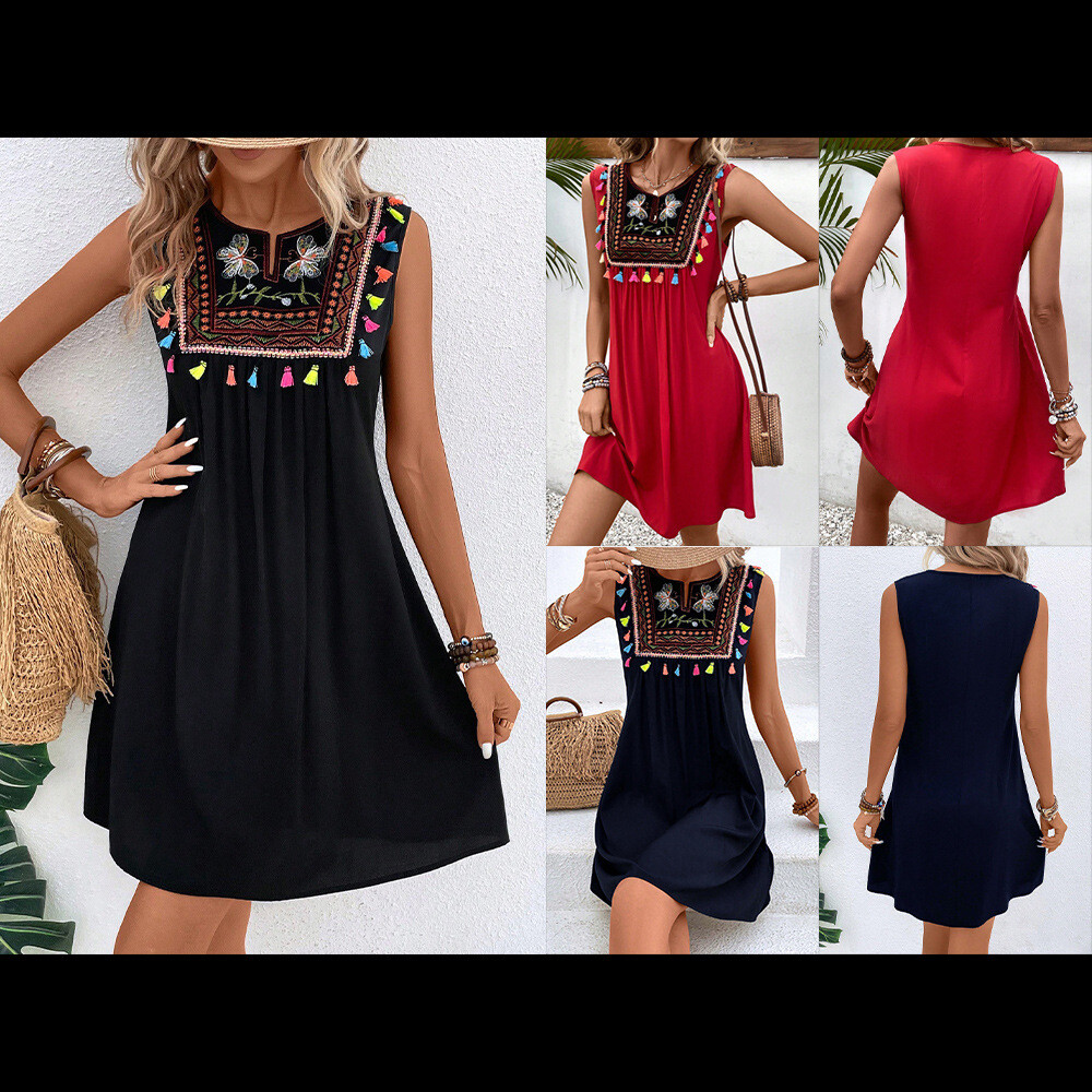 Women Summer Tunic Dress Crew Neck Sleeveless Flowy Swing Shift Dresses Women Summer Tunic Dress Crew Neck Sleeveless Flowy Swing Shift Dresses