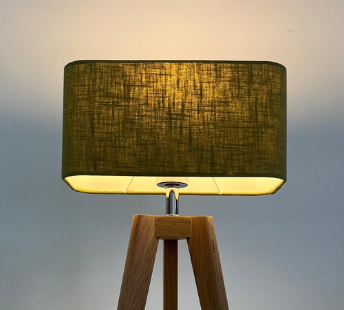 * SALE * Lampshade Olive Green Textured 100% Linen Rounded Rectangle Light Shade - Picture 20 of 20