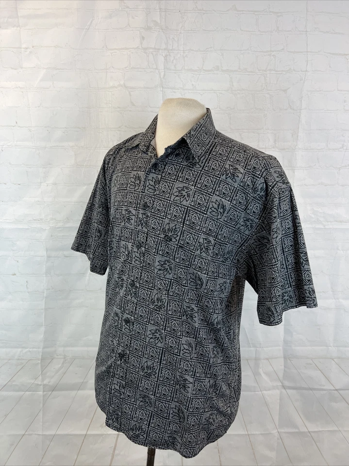 Camisa de vestir PRIMAVERA/VERANO Crossings para hombre gris y negro de algodón geométrico L $89 Foto 3 de 4