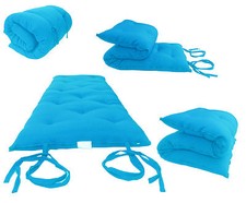 Turquoise Traditional Japanese Floor Rolling Futon Mattress, 3x27x80 Mattresses