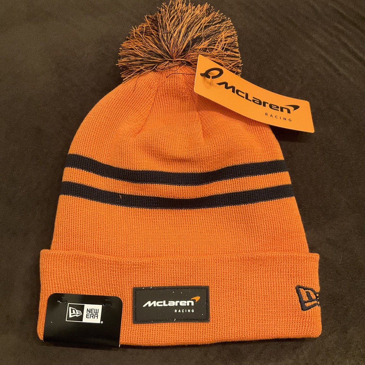 New Era McLaren Racing Formula Essential Cuff Beanie Pom Hat F1