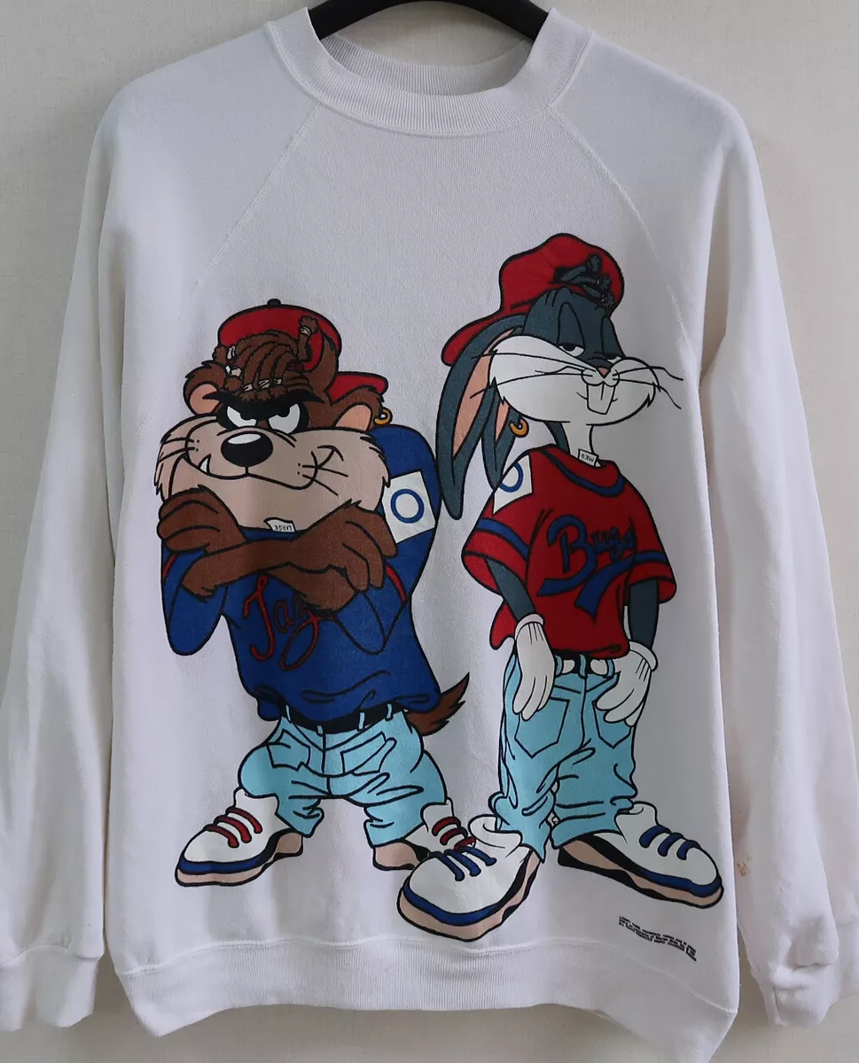 Vintage 90s Looney Tunes Sweatshirt Taz Bugs Bunny Warner Bros Hip Hop size  XL