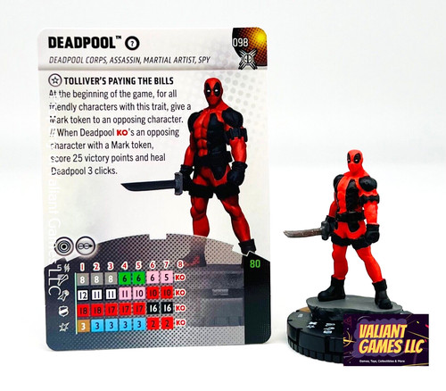 Marvel Heroclix Deadpool #098 w/ Card Deadpool Weapon X Set
