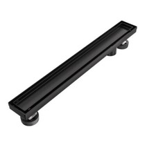 EXF 24" Matte Black Linear Shower Drain w/ Hair Catcher & Tile Cover