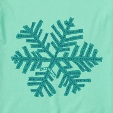 XL NWT Women's Life is Good Superpower Fluffy Snowflake Green LS Crusher Tee