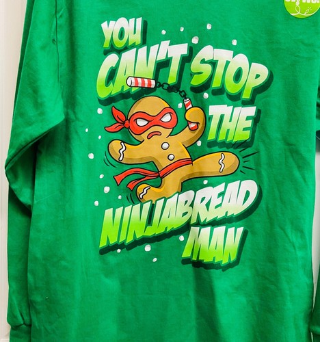 Christmas Ninjabread Man Tee Shirt Size XL 14-16 Glows Holiday Time - Picture 5 of 5