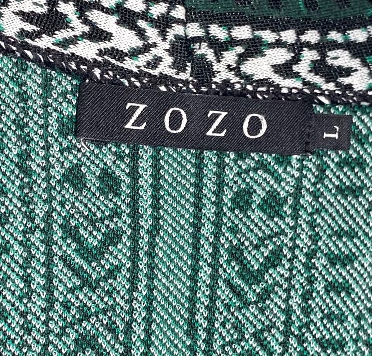 ZOZO by NIC + ZOE Emerald Green Geo Knit Open Front Long Duster
