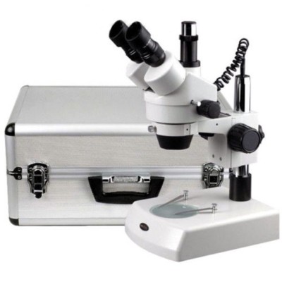 AmScope 7X-45X Trinocular Stereo Zoom Microscope + Aluminum Carrying & Storing C