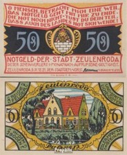 Banknoten Zeulenroda 1921 Notgeld: 1470.2 1. Pahren Notgeld Stadt Zeulenroda ban