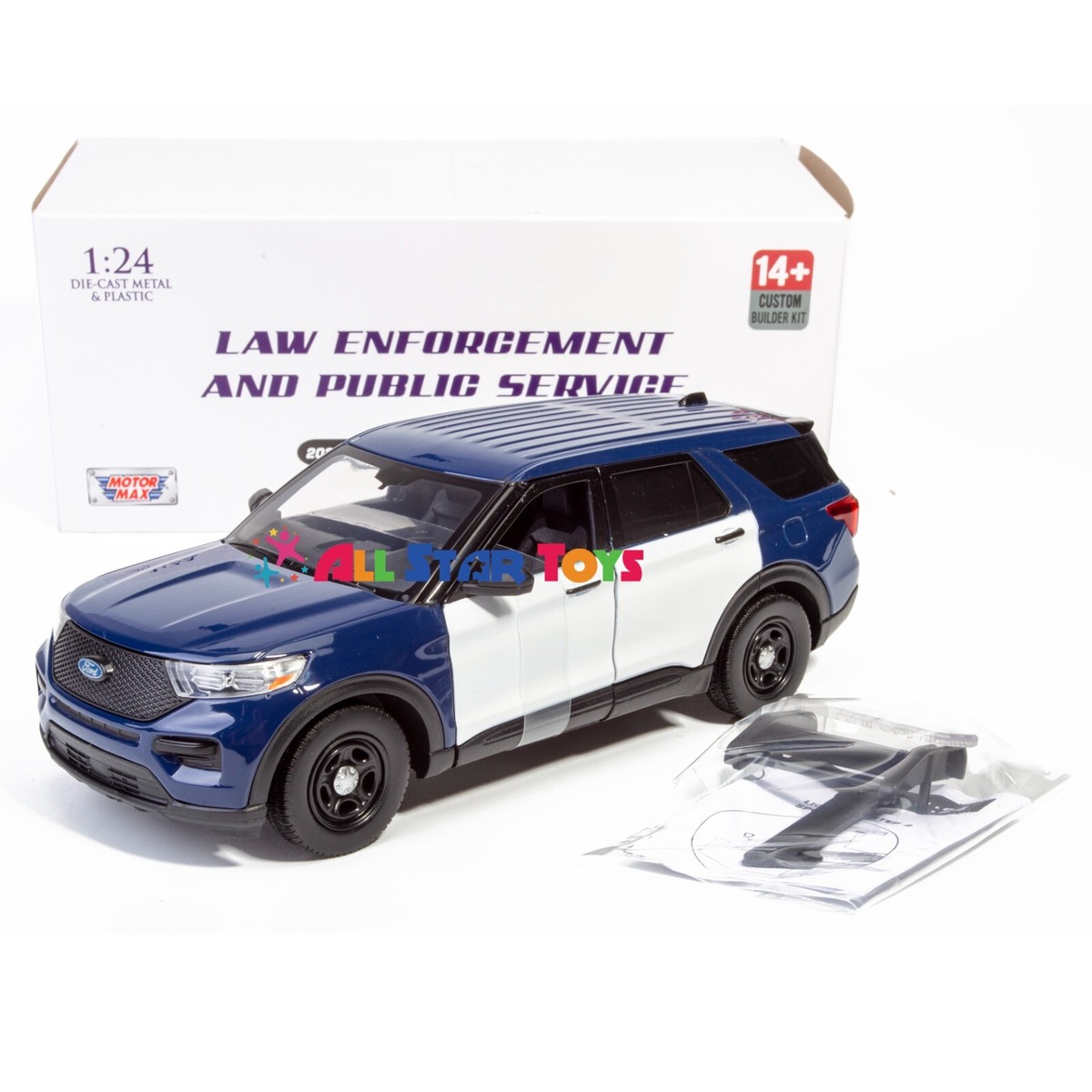 2022 Ford Explorer Police 1:24 Diecast BLUE & WHITE BUILDER