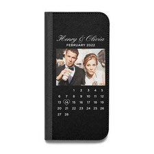Milestone Date Personalised Photo Vegan Leather Flip iPhone Case for iPhone 14 1