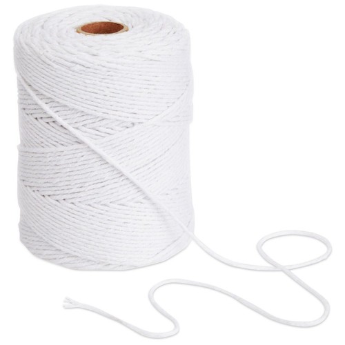 200 Yards of 2mm Macrame Cord for Crafts, White Cotton String for Gift Wrapping.