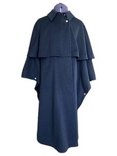 Vintage Lodenfrey Cloak Overcoat Black Charcoal Wool Blend Ladies Eu 40 Uk 12