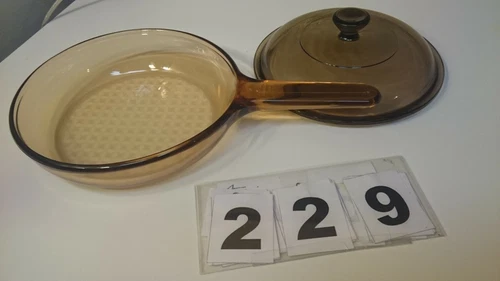Corning 7" V-7 Skillet Set Visions Ware Amber Cookware with Top 229
