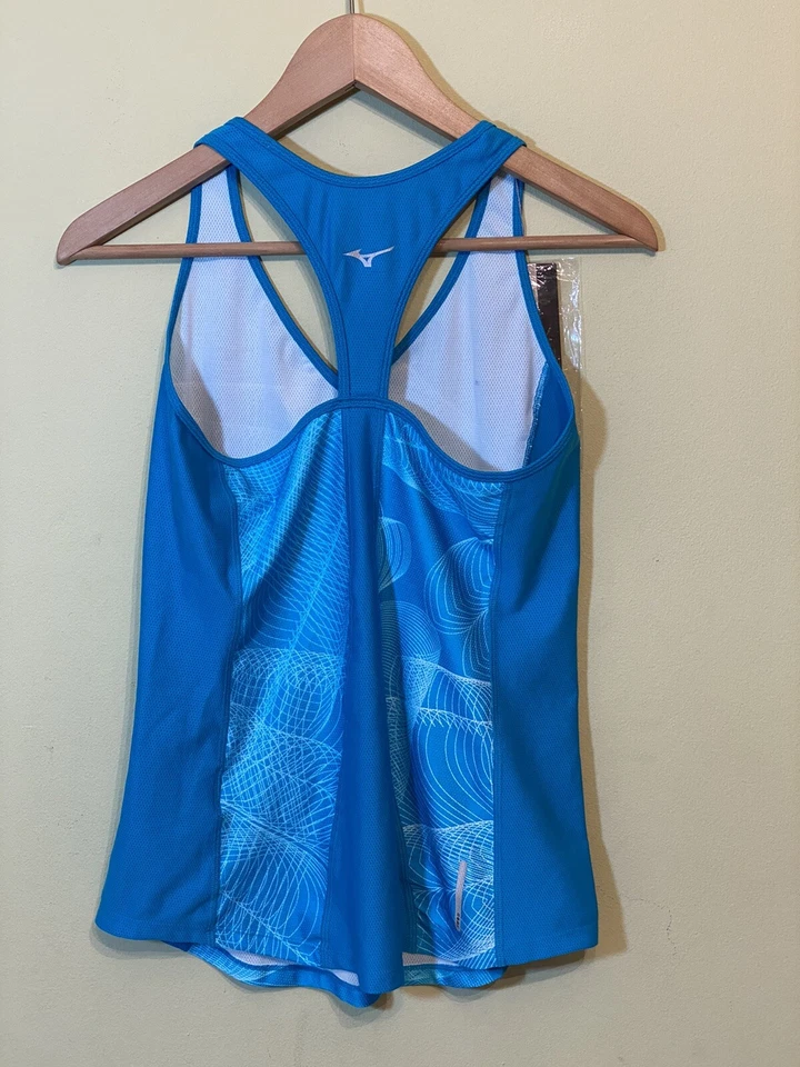 NUEVA Camiseta sin mangas Mizuno para mujer talla M azul correr entrenamiento yoga rendimiento deportivo Foto 2 de 4