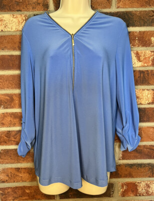 Joseph Ribkoff Zipper Detail Top Blue Size US 12