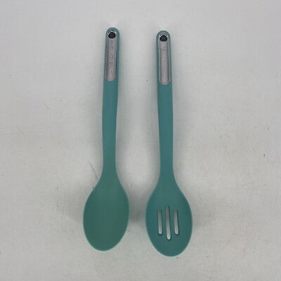 Kitchenaid Silicone Turquoise Spoon  And Slotted Spoon Set 