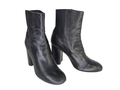 Rag and Bone Stiefel Mandelspitze schwarz Leder Pull On Blockabsatz Gr. 36,5 UK 3,5