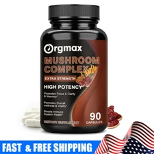 Mushroom Complex Supplement Capsules - 10 Mushrooms Lions Mane, Reishi, Chaga