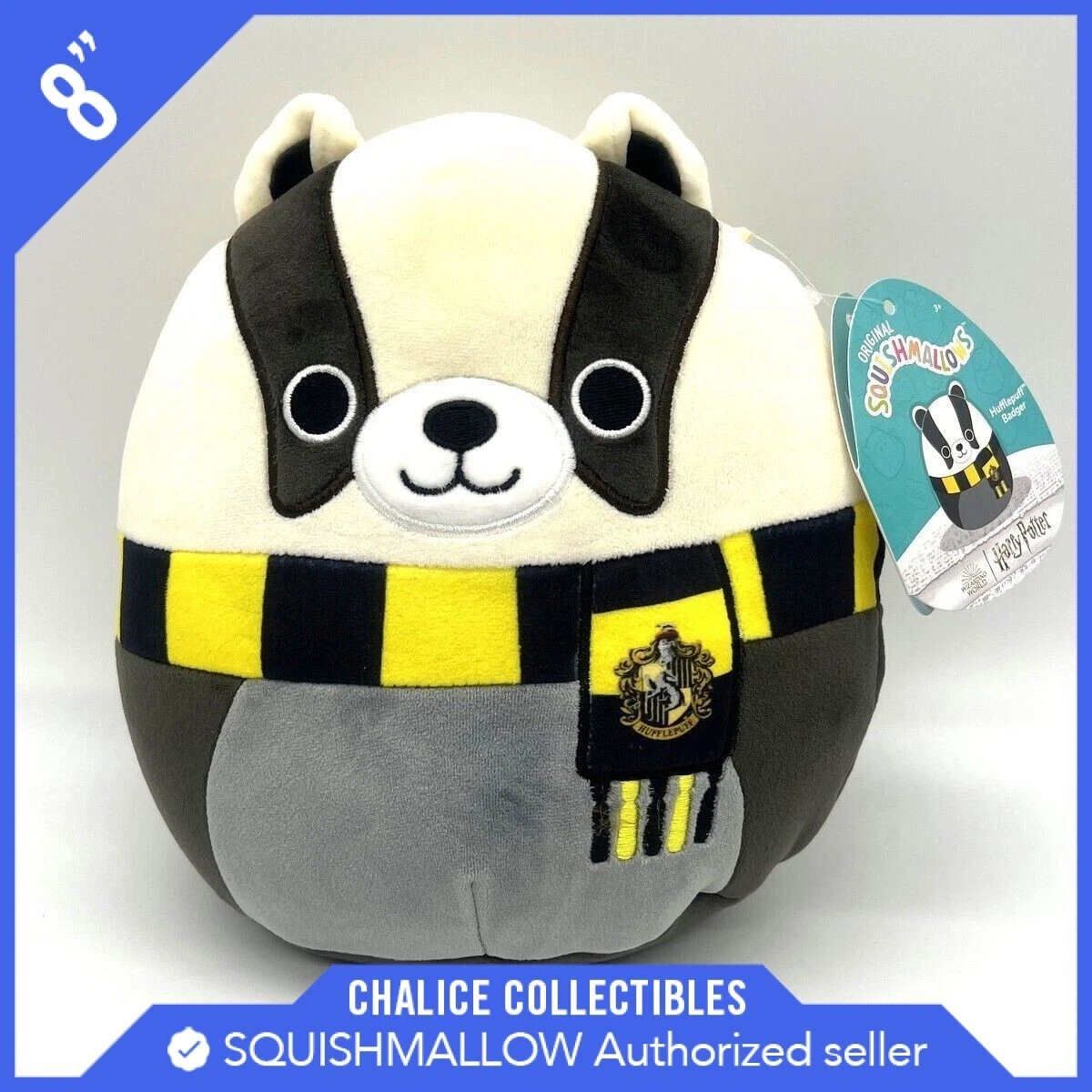 Squishmallow Kellytoy Plush Harry Potter Hufflepuff Badger 8 New with Tag