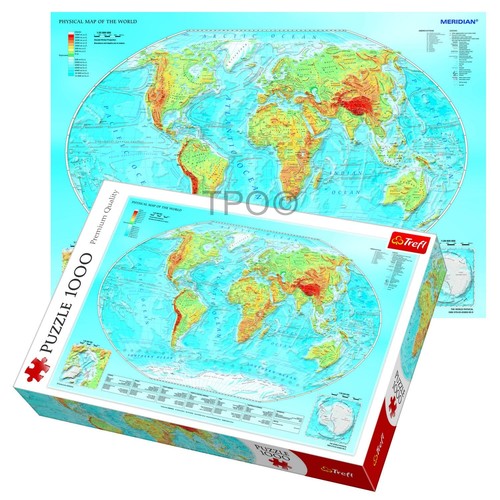 Rompecabezas Trefl 1000 Piezas Adulto Grande Mapa Físico Del Mundo NUEVO - Imagen 2 de 6
