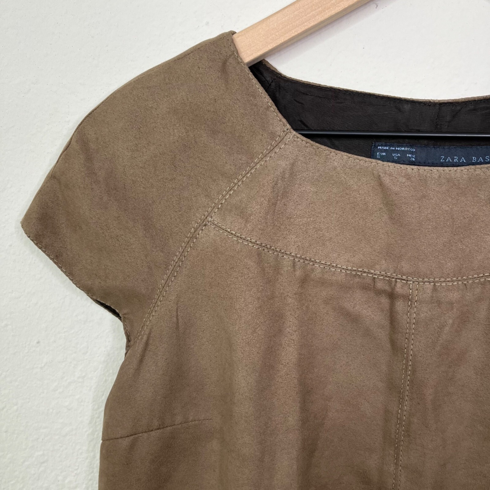 Zara Basic Women’sFaux Suede Brown Shift Dress Si… - image 4