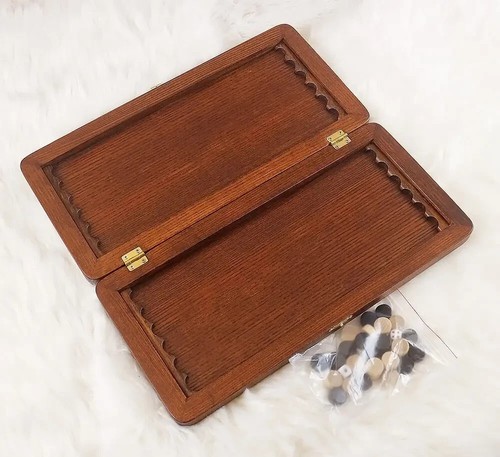 Classico Medio LEGNO NATURALE Backgammon COCCODRILLO ORO FATTO A MANO 400x400mm Nardy - Foto 9 di 9