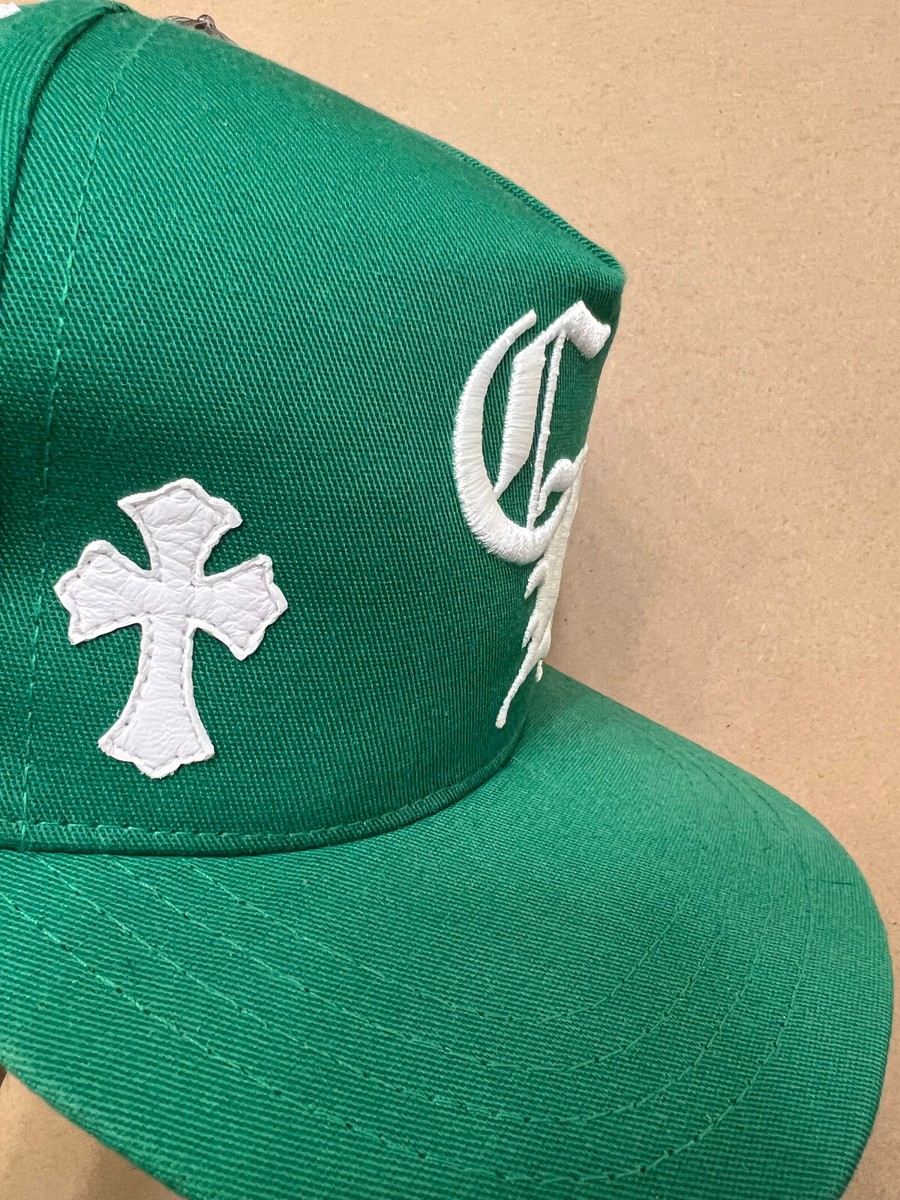 Chrome Hearts Green CH Logo Baseball Hat Leather Cross Patch Chrome Hearts Green CH Logo Baseball Hat Leather Cross Patch