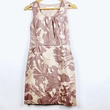 LOFT Sheath Dress 2 Petite Floral Muted Purple Side Zip Pockets