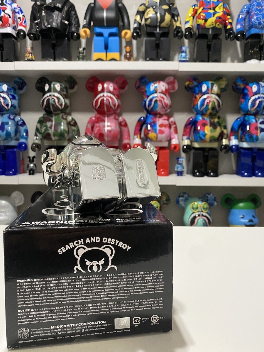 Hysteric Glamour Bear 400% Bearbrick Rare Chrome Silver Be Hysteric Glamour Bear 400% Bearbrick Rare Chrome Silver Be
