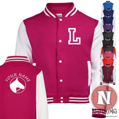 Custom Horse Riding Varsity Jacket Jacke personalisiert bedruckt Kinder Initiale/Name