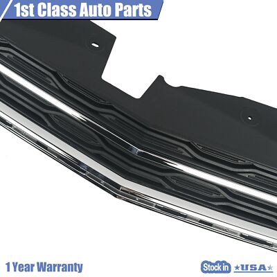 Set of 2 Upper & Lower W/ Chrome Trim Bumper Grille For 16 17