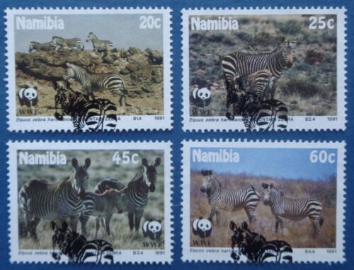 Namibie oblitérés, n°659 à 662, WWF, zèbre des montagnes, 1991 - Photo 1/2