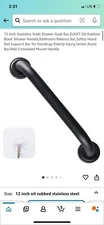 12 Inch Stainless Steel Shower Grab Bar,Zuext Oil Rubbed Black Shower Handle,Bat