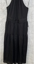 ASTR THE LABEL Halter Neck flowy Maxi teared Black Dress Size XL $138