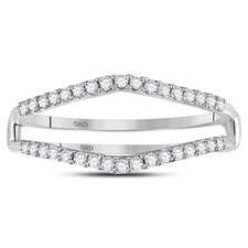 14kt White Gold Womens Round Diamond Ring Guard Wrap Enhancer Wedding Band