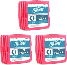 Cool Coolers by Fit + Fresh, Reusable & Long-Lasting Slim Ice Packs, Cold Packs 